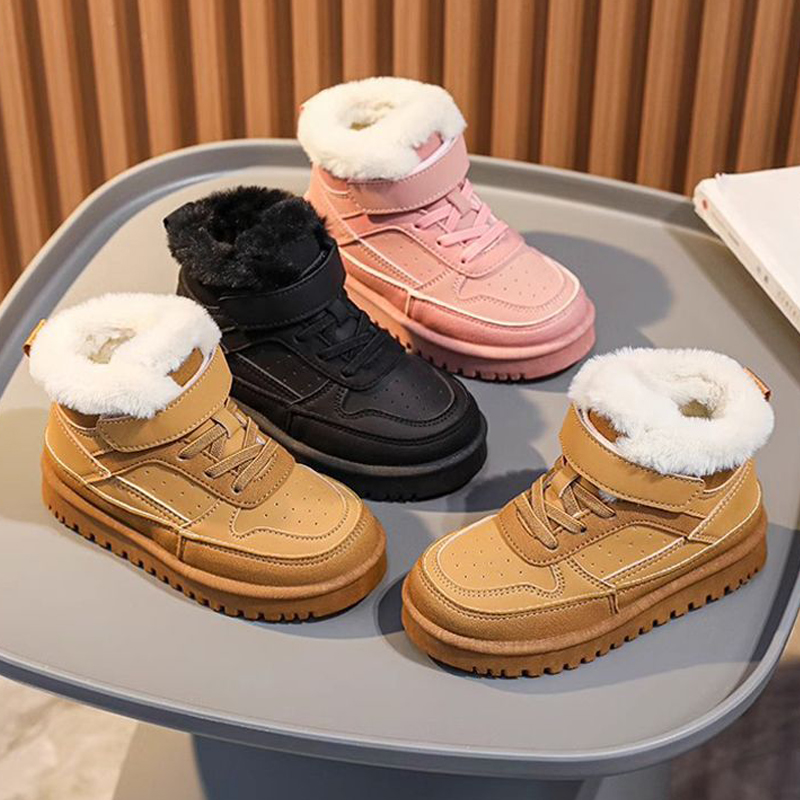Youth Snow Boots Furry Warm Plush Casual Shoes Kidszworld Girls Boys Kids Boots Winter Trendy All Match Wear Resistant Child Cotton boot Sizes 28 -
