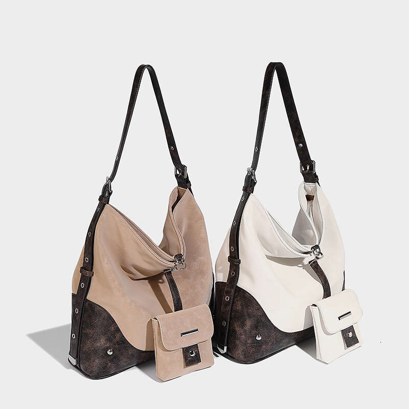 Women's tote bag designer shoulder bag contrasting color crossbody fashionable new style large capacity