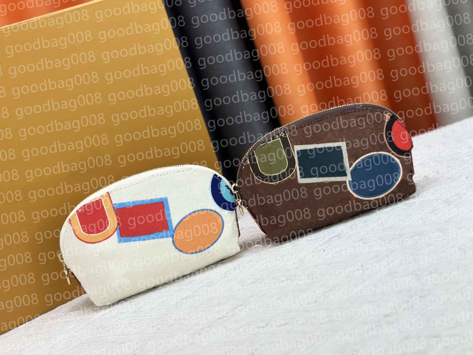 Fashion designer cosmetic bags wallets luxury mens womens bag Highs quality flower letter zipper coin purse checked card holders with Original Box C