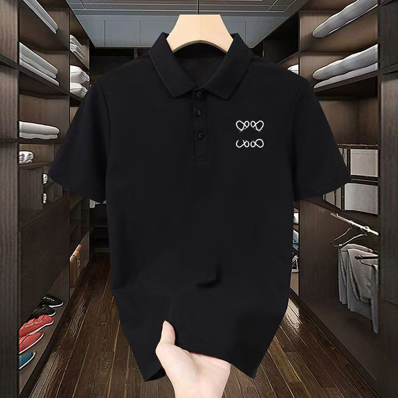 2025 leisure embroidered lapel short sleeve POLO business solid color leisure led counter authentic POLO thin new.