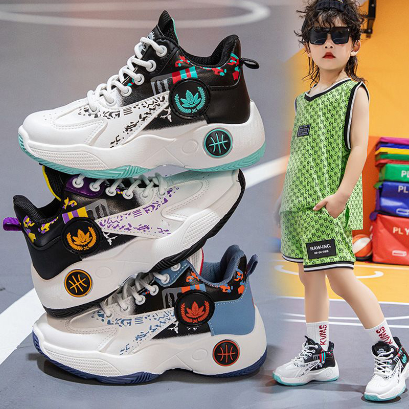 2025 Nouveaux chaussures de basket-ball pour enfants pour enfants High Top Basketball Sneakers Kidszworld Youth Trainer Chaussures Toddler Taille