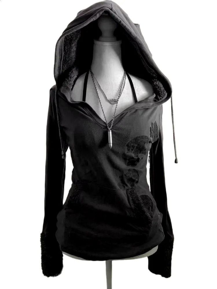 American Casual Fashion Womens Pullover Hoodie Retro Aesthetic Subculture Gothic Trend Sweatshirt Y2k Hip Hop Sportswear Hoodies 250814