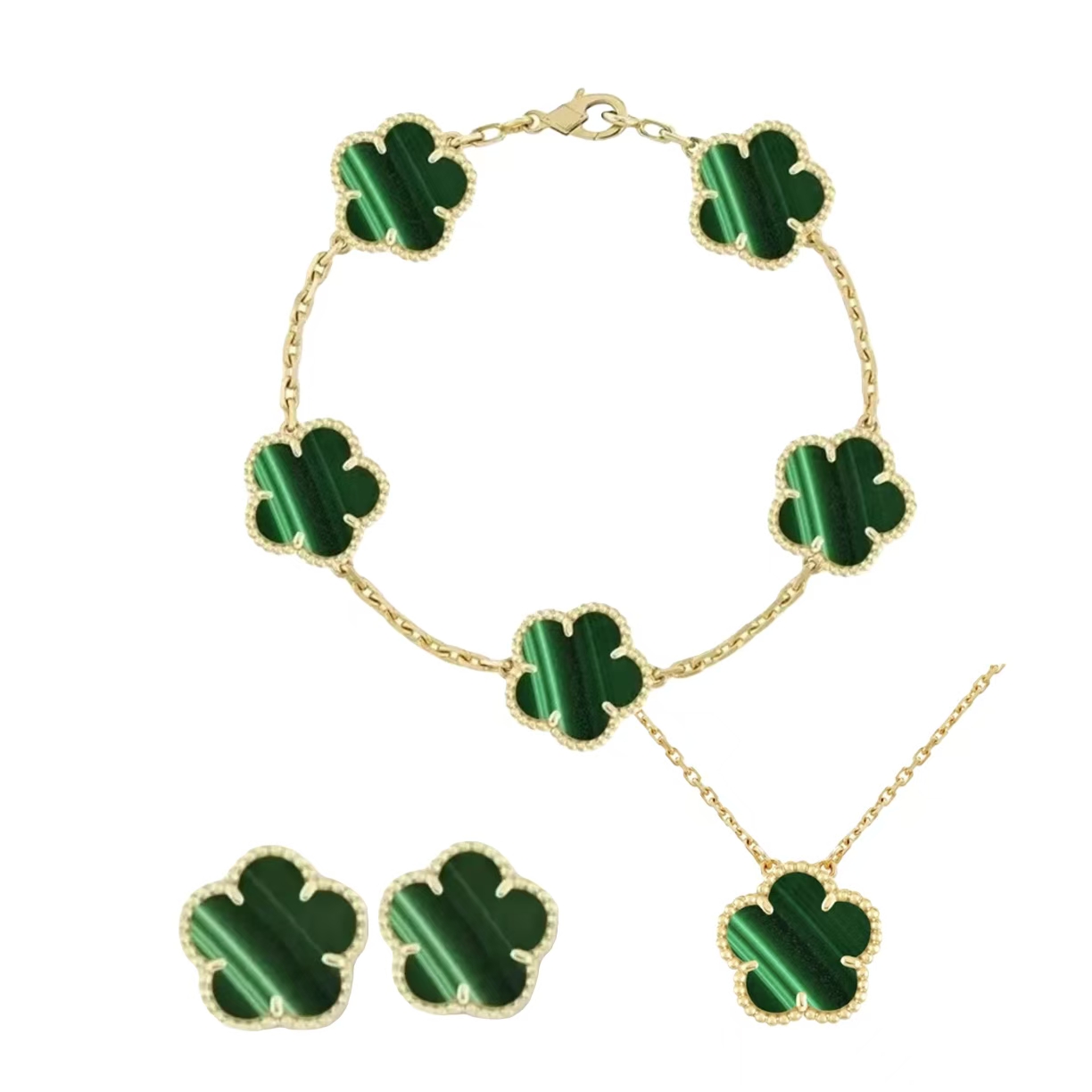 Bijoux Bracelet Collier Boucles d'oreilles Bracesseur Bracelet Femmes Fashion Design Clover Cost en or 18k Designer Bijoux Bijoux de luxe Bracele