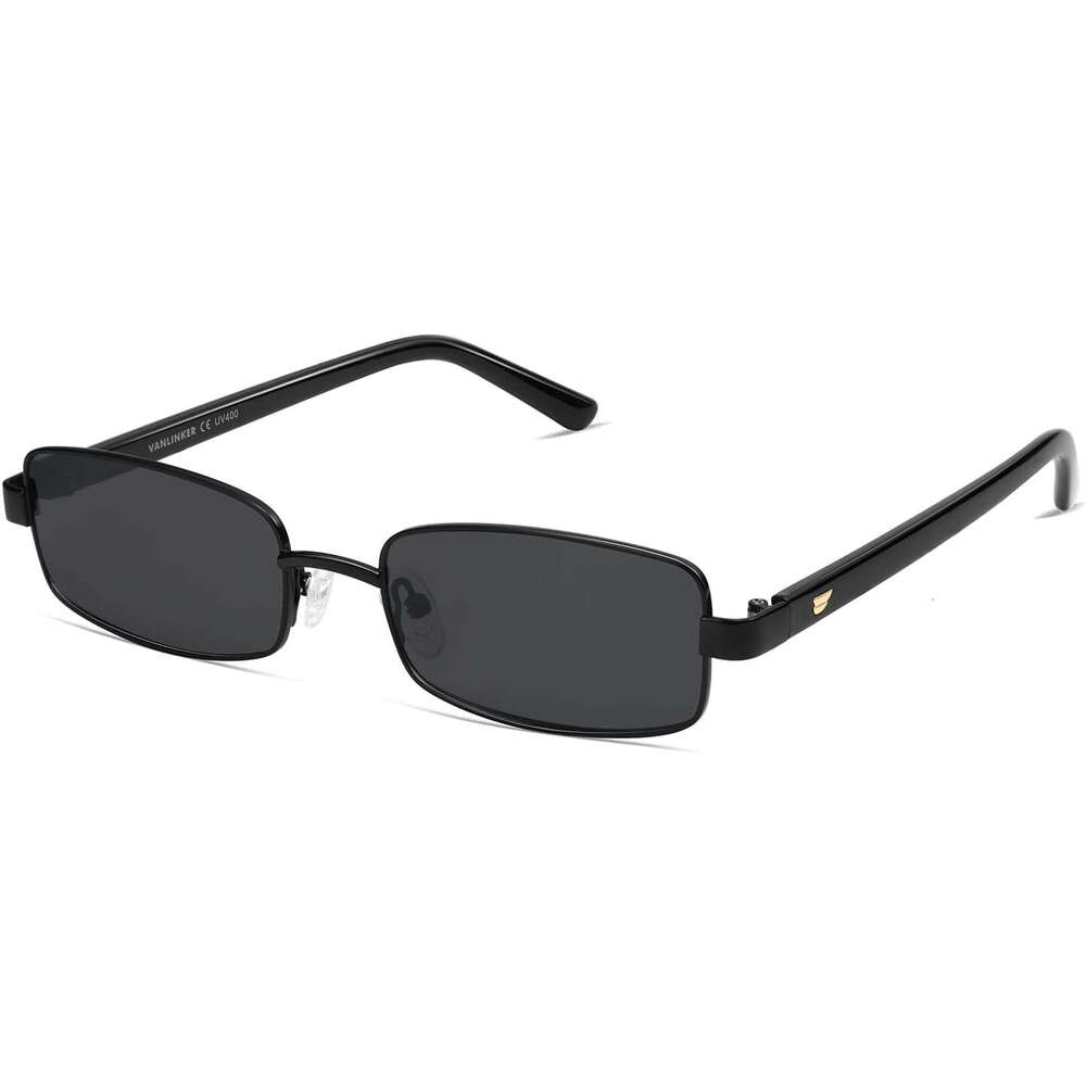 Lunettes de soleil polarisées rétro pour les femmes Men Small 90S Vintage Mlim Slim Cadre rectangulaire étroit VL9684