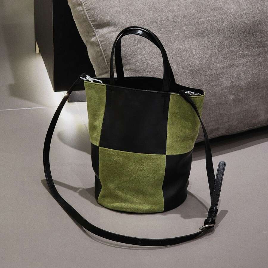 Designer Bag Tote Bag Shoulder Bag 2025 New Color-Block Genuine Leather Women's Bucket Trendy Fashion Large Capacity Handbag Shoulder Crossbody