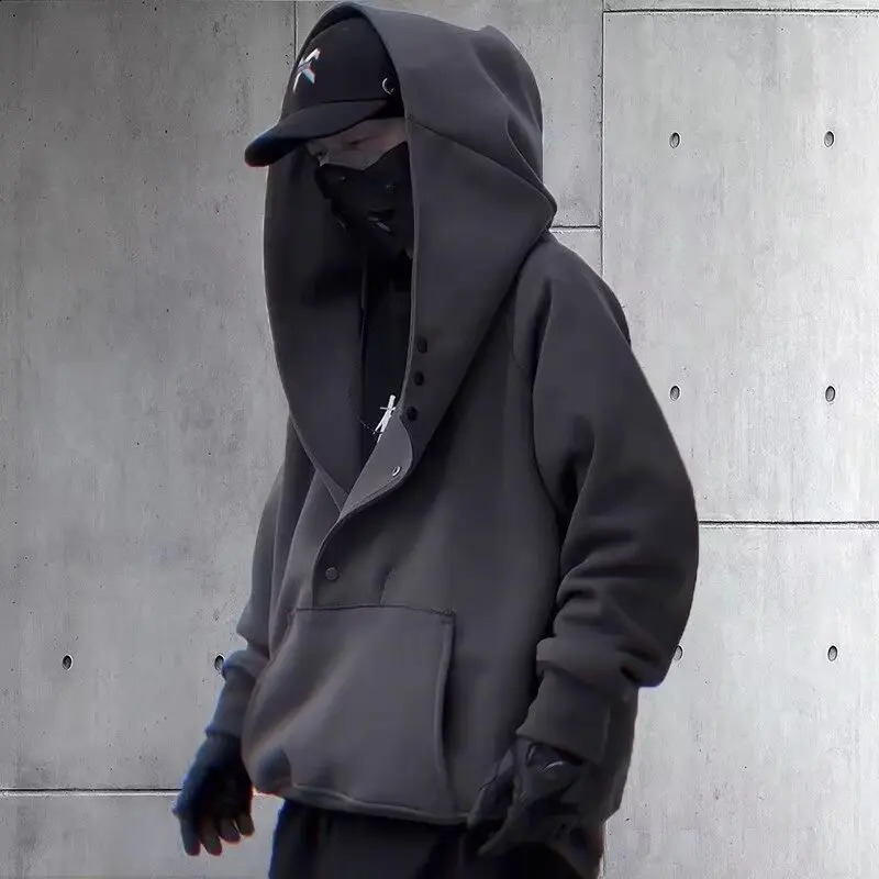 Spring Autumn Ninja Streetwear Turtleneck Hoodies For Men Y2K Oversized Sweatshirt High Street Pullover 250814