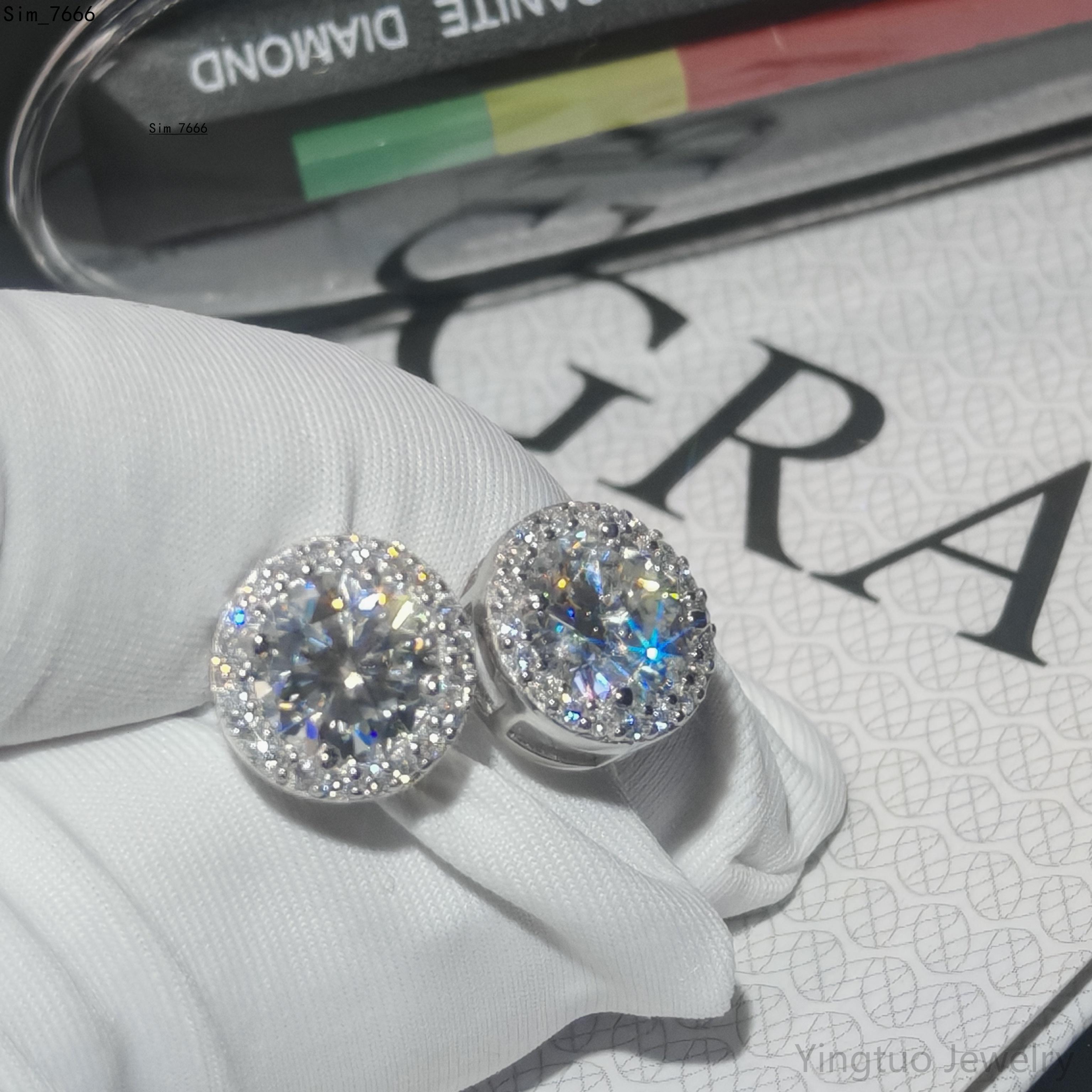 2025 New Arrival Hip Hop Earrings 5.0mm 6.5mm 8.0mm S925 18K White Gold Plated Pass Test D VVS1 Moissanite Earrings