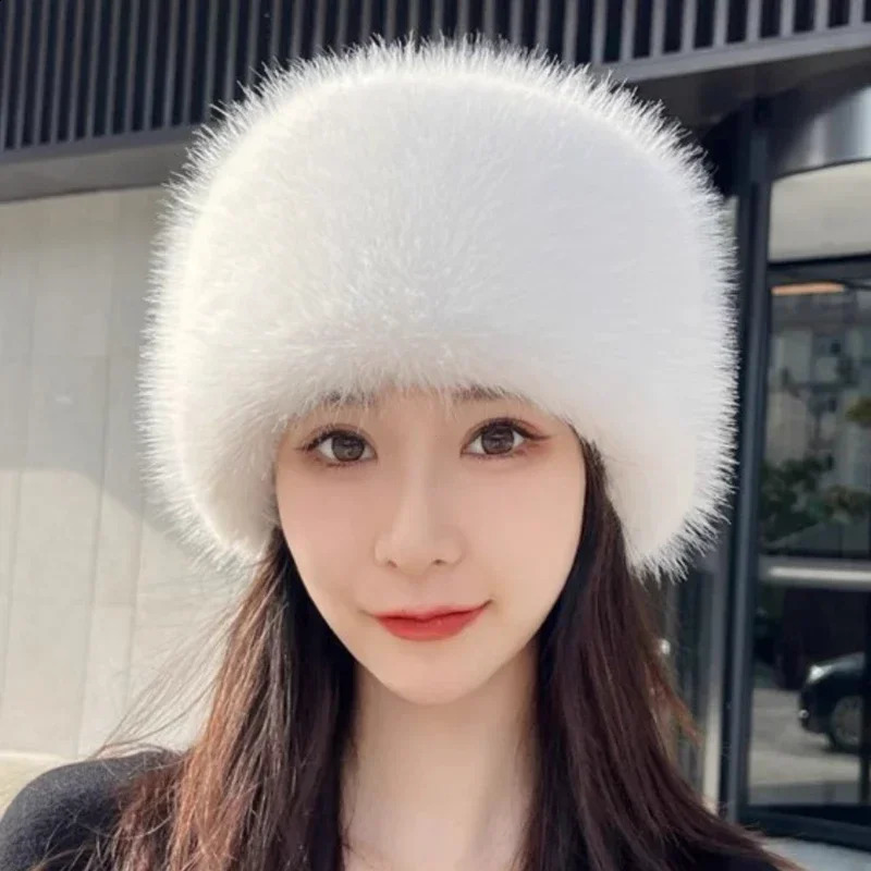 Warm Outdoor Girl Earmuff Women Winter Hats Faux Fur Headband Fluffy Russian Caps Fur Faux Bomber Cap Beanies250812