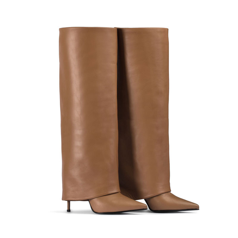 Chaussures pour femmes de la créatrice de luxe Nouveaux bottes en cuir de genou mode