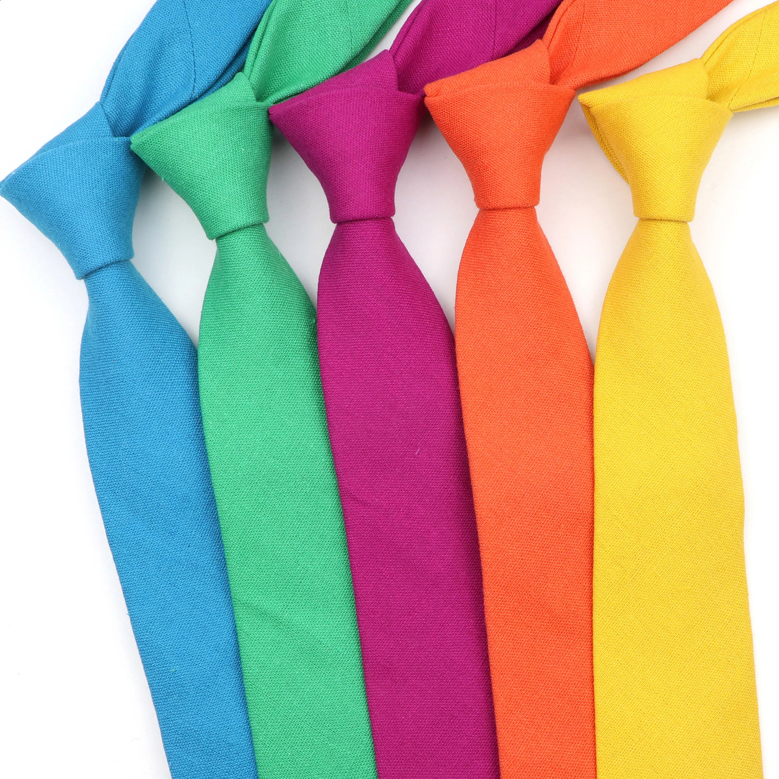 Solid Linen Tie 6cm Slim Necktie Candy Color Leisure For Men Wedding Social Party Suit Gift Pink Black Skinny Daily Accessory 250815