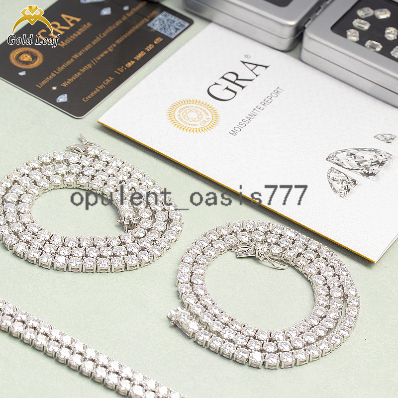Bijoux 925 Collier de tennis en argent sterling pour hommes glacés 3 à 5 mm D