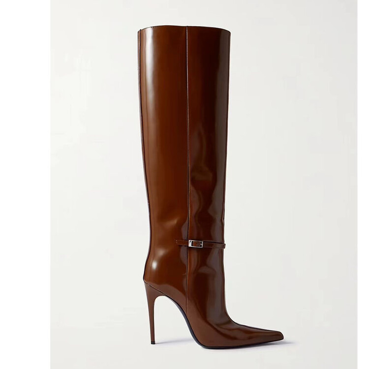 Luxury Designer Women's Shoes New Women's Slender High Heels Knee Length Women's Boots Fashionable Pointed Fashion Large Medium Cap B