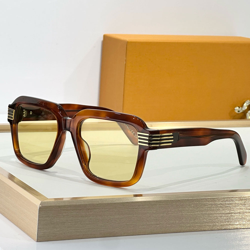 Brand Mens Designer Slide Large Square Round Sunglasses Z2739U classics black acetate frame sunglasses four gold toned metal stripes that wrap UV400