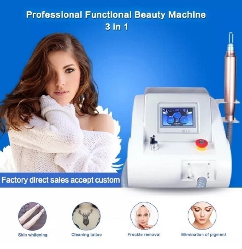 Portable 3 Wavelength Picosecond Laser Tattoo Removal Machine - Q Switched ND:YAG Laser for Multi-Color Tattoo, Skin Rejuvenation, Pigmentat