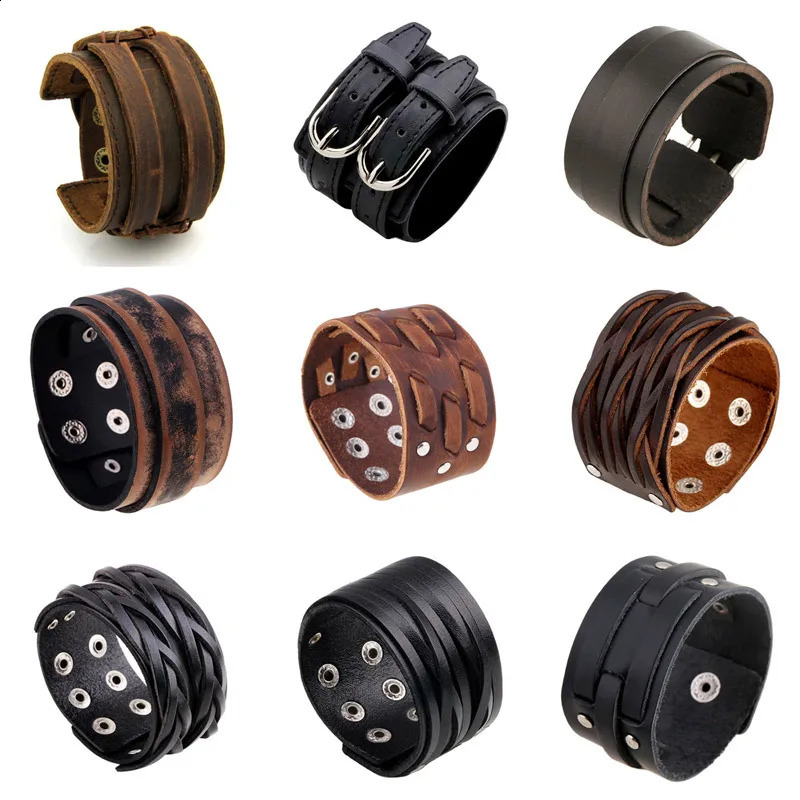 Modyle Vintage Punk rétro Multilleuse Bracelet en cuir masculin Fashion Traité à la main Bracelets Bracelets pour hommes 250812