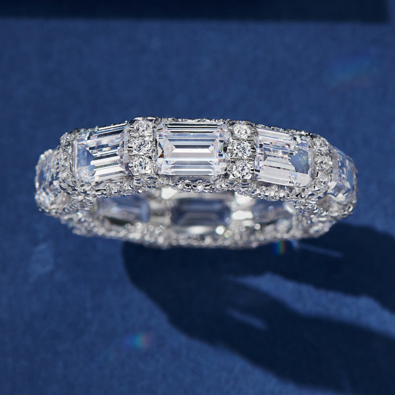 Choucong ins haut vend les anneaux de mariage élégants bijoux de luxe 18k white gill stack princess coupé 5a cubic zircon cz diamant gemstones pa