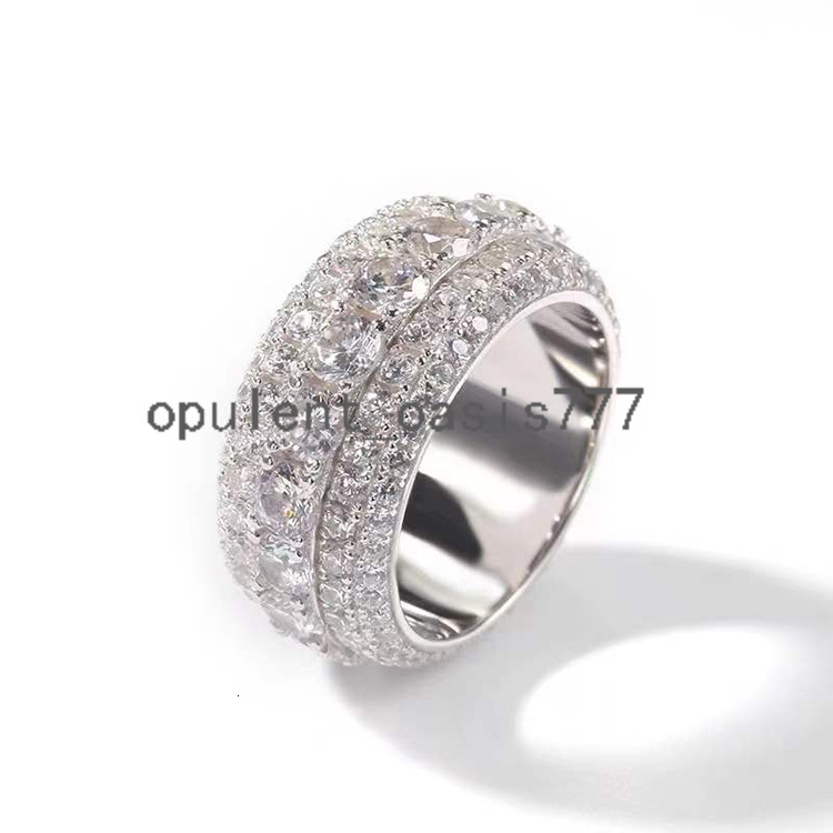 Iced Out Pass Diamond Test Moissanite Full Circle Ring Hip Hop Cuban Ring 925 Sterling Silver Rings Fashion Jewelry