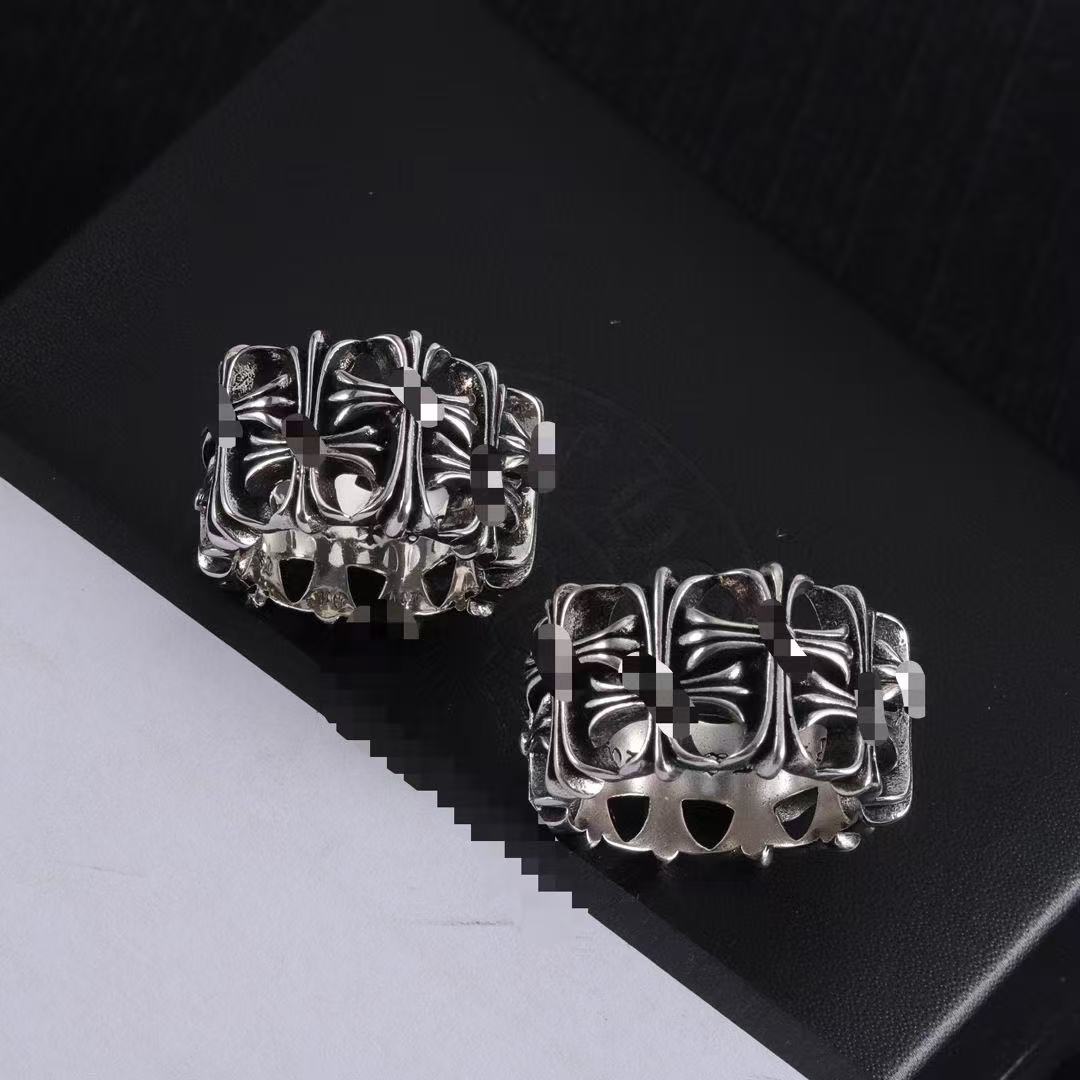 Ring Chrome Crosses Rings S925 Silver Plated Hip Hop Men and Women Vintage Cross Open Thai Silver Designer Chromes Ring Jewelry gift miheee g8