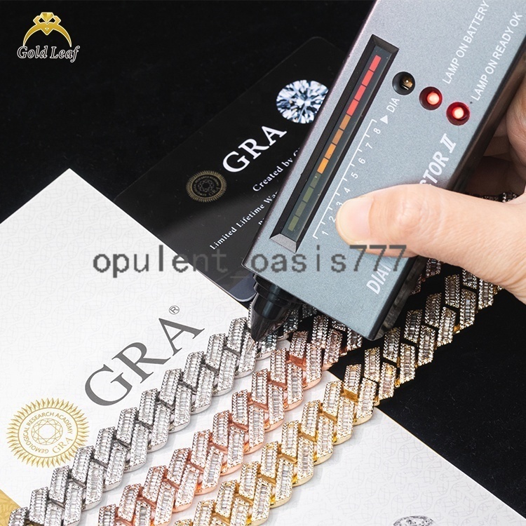 Hiphop 925 Sterling Silver Moissanite Cuban Link Chain Fine Jewelry VVS Pass Diamond Tester 10mm Moissanite Necklace
