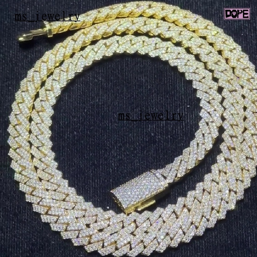 Stock Moissanite Cuban Chain Luxury Hiphop Jewelry Silver 925 Customized Moissanite Cuban Link Chain