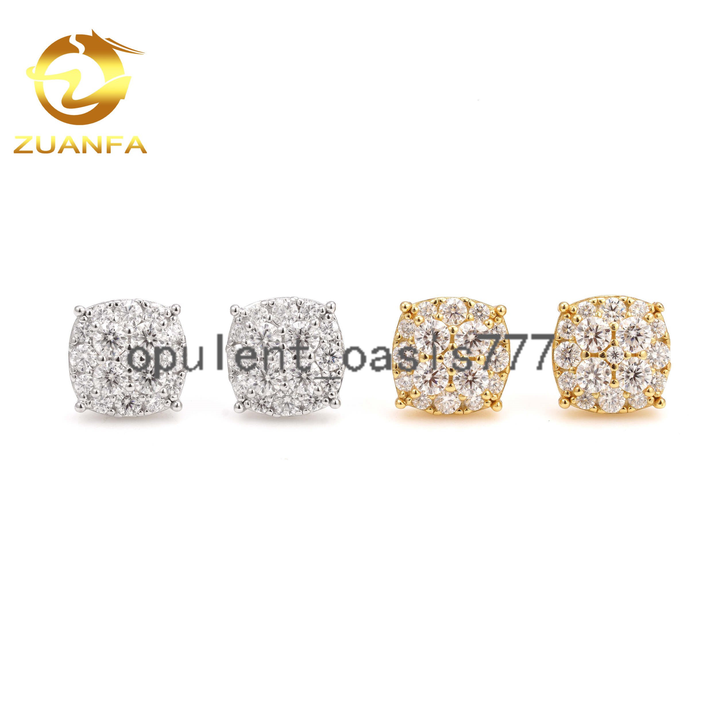 Wholesale Hot Selling 10mm Cushion Shape Earrings Moissanite Screw Iced Out Real Gold Plate 925 Hip Hop Jewelry
