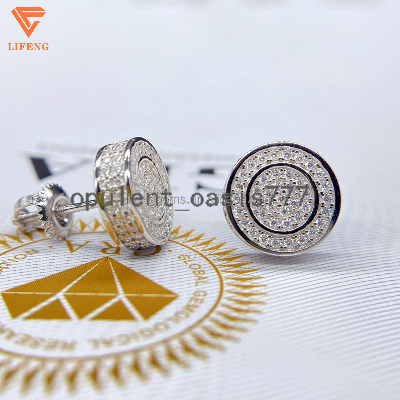Wedding Earrings Fashion Jewelry 925 Sterling Silver Iced Out VVS1 Moissanite Diamonds Earrings Hiphop Mens Round Stud Earrings