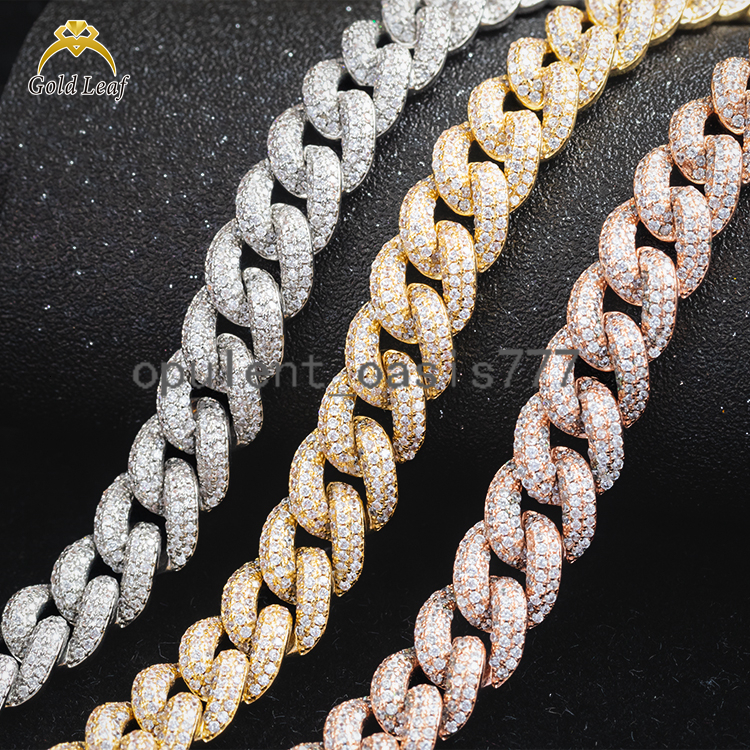 Jewelry S925 Sterling Silver Hip Hop Cuban Chain Custom 10mm Iced Out VVS Moissanite Cuban Link Chain for Men Women
