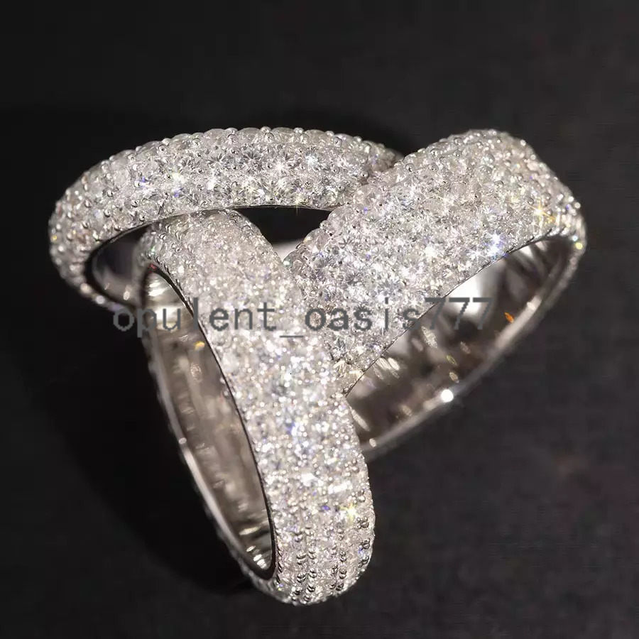 Ready to Ship Hip Hop Ring Fine Jewelry Iced Out 18k Gold Plated S925 Silver VVS Moissanite Diamond 4/5 Row Ring for Men
