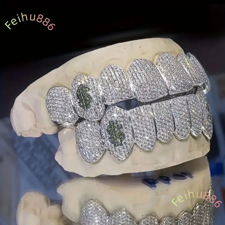 Hip Hop Punk Custom Body Jewelry 925 silver Tooth Caps Jewelry Rapper Hip Hop Punk Iced Out Moissanite Teeth Grillz for Man