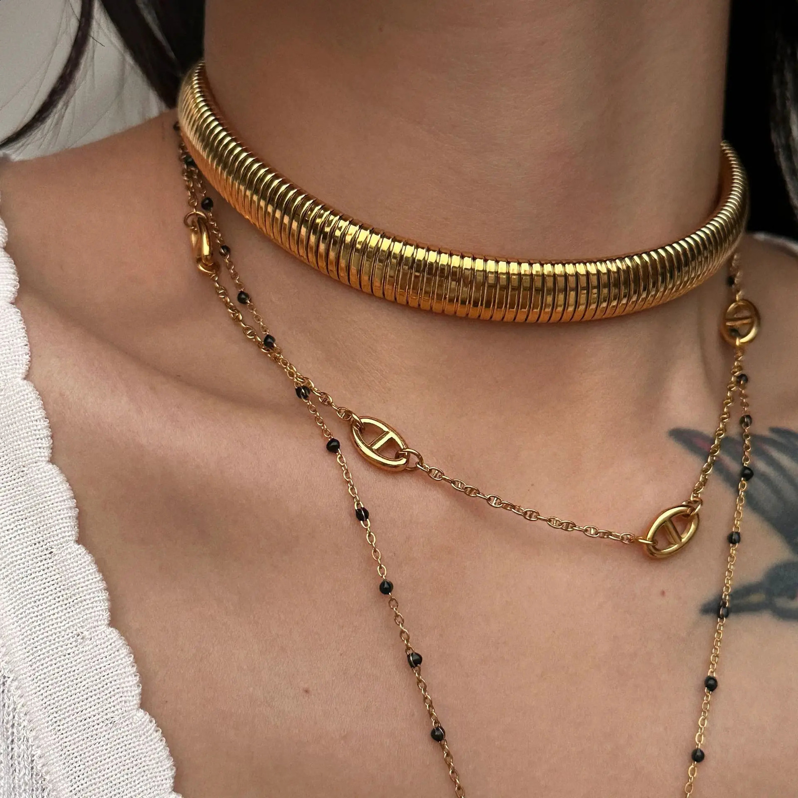 Collier de tour de cou en acier inoxydable vintage pour les femmes Indian Ethnic Statement GRAND Colliers Pendant Maxi Gypsy Choker Collier 25081