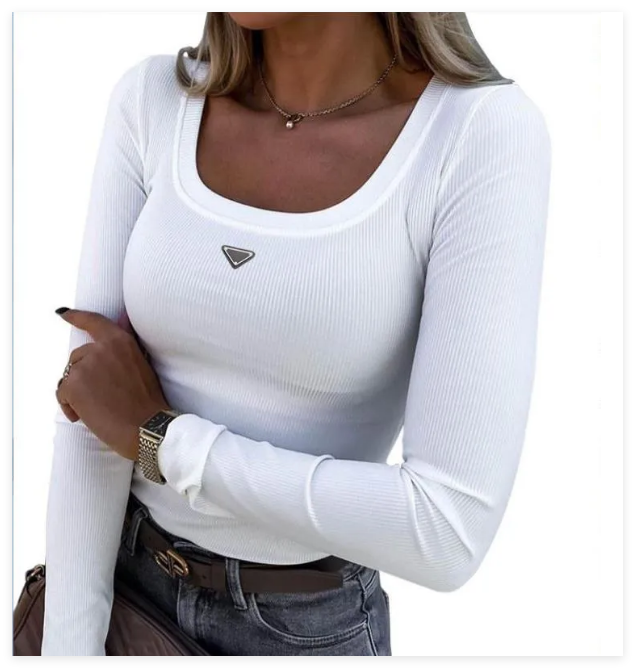 New Designers Womens Letter T-shirt Long Sleeved Base Shirt Black White Colors Tees Ladies Clothes Classic Elastic Slim Tops