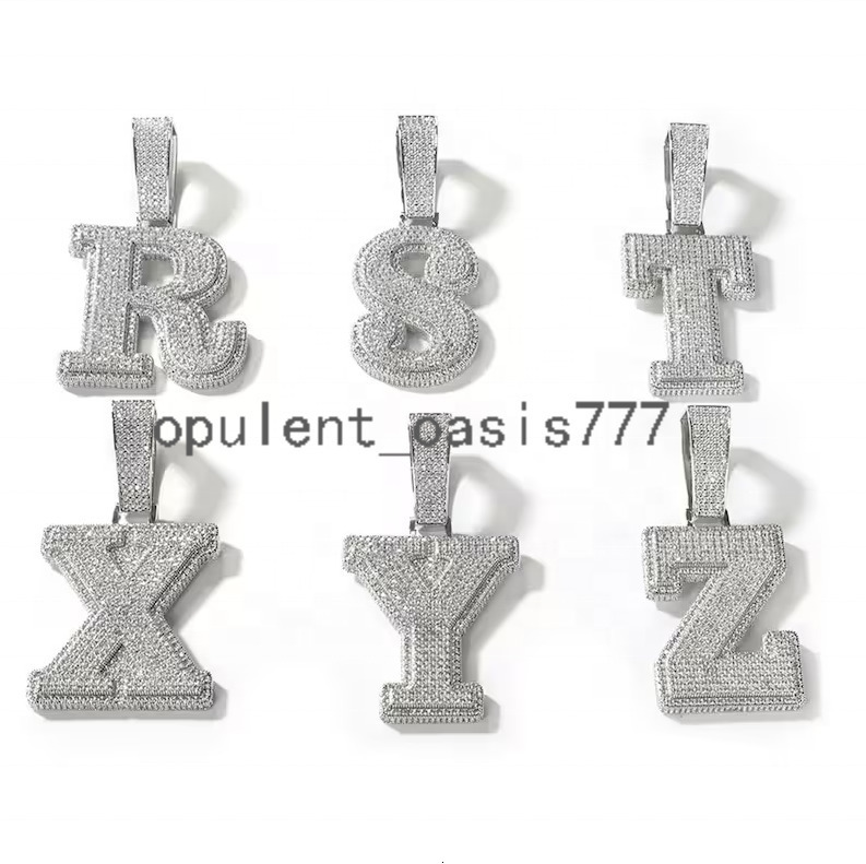 Custom Initial Letter Pendant VVS Moissanite Diamond 925 Sterling Silver Gold Plated Hiphop Cuban Chain Men