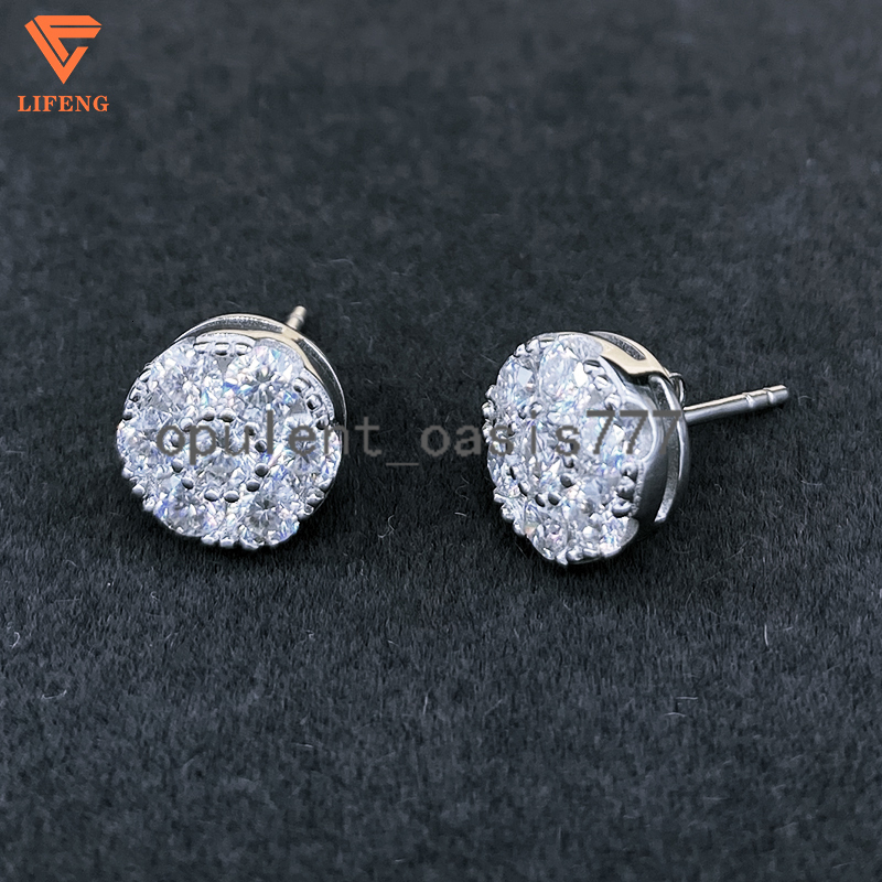 Earrings Designs Fashion Jewelry 925 Sterling Silver Iced Out D VVS1 Moissanite Diamonds Hiphop Flowers Stud Earrings for Women