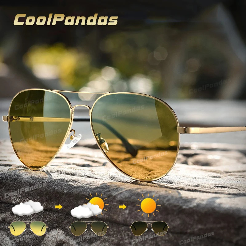 Pochromic Sunglasses Men Polarized Aviation Day Night Vision Glasses for Driving Women Anti-UV Goggle de sol masculino 250807