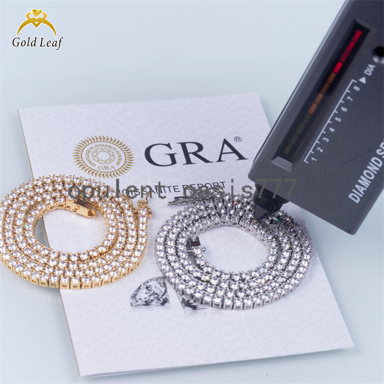 Customized 925 Silver Tennis Necklace with 2-6mm D Color VVS Moissanite Link Chain GRA Certified Gold Plated for Gift