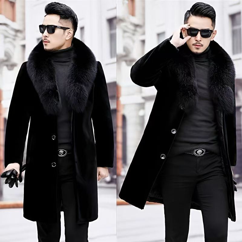 Designer Jacket Men's Fur Pie Overcomes 2025 Winter Edition Men's Medium to Long Edition Haining Winter Thick Imitation Fox Fur Coat Coat