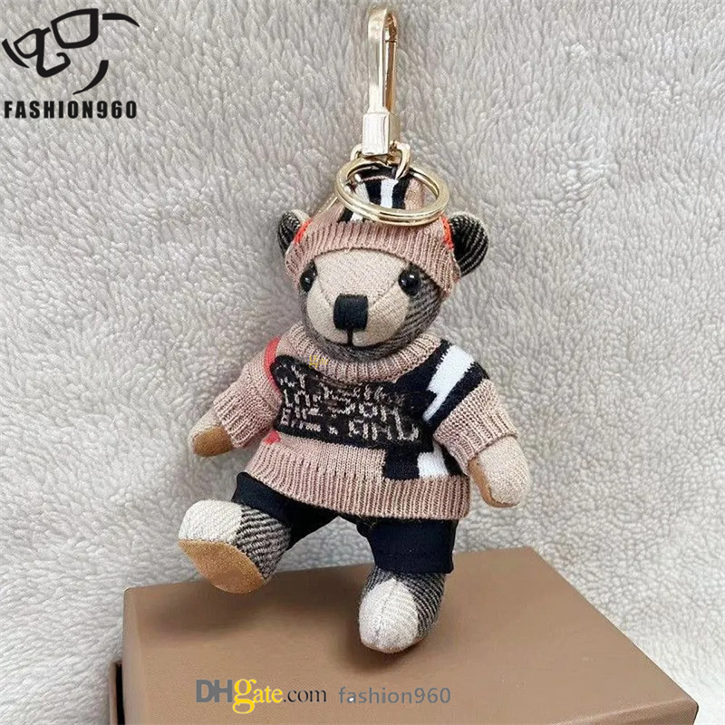 Designer key chain handbag trench coat bear bag keychain classic purse charm leather keychains pure color thomas fashion letters retro casual