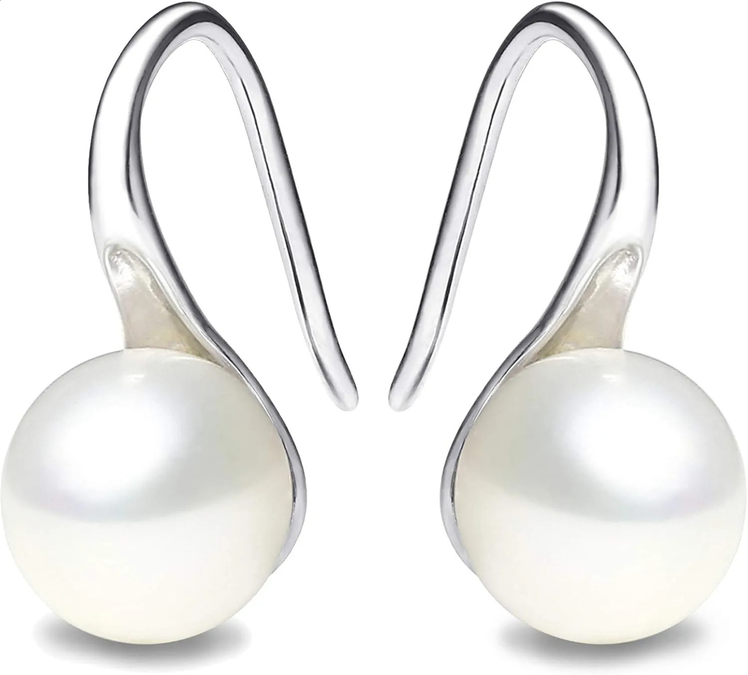 Silver Plated Gold Hoop Handpicked AA Quality White Freshwater Cultured Pearl Dangle Drop Earrings Jewelry for Women 250811