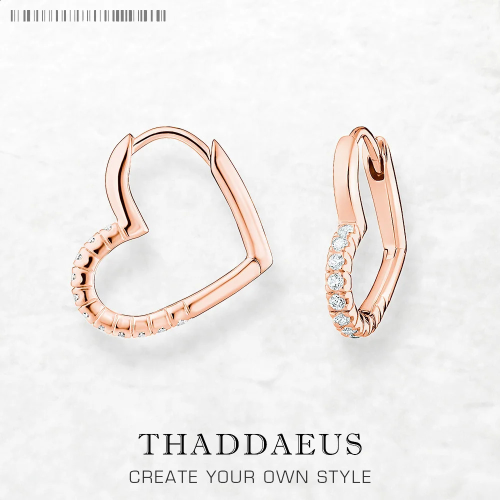 Rose Gold Heart Hoop Earring Winter Fine Jewerly For Women Romantic Gift In Real 925 Sterling Silver 250815