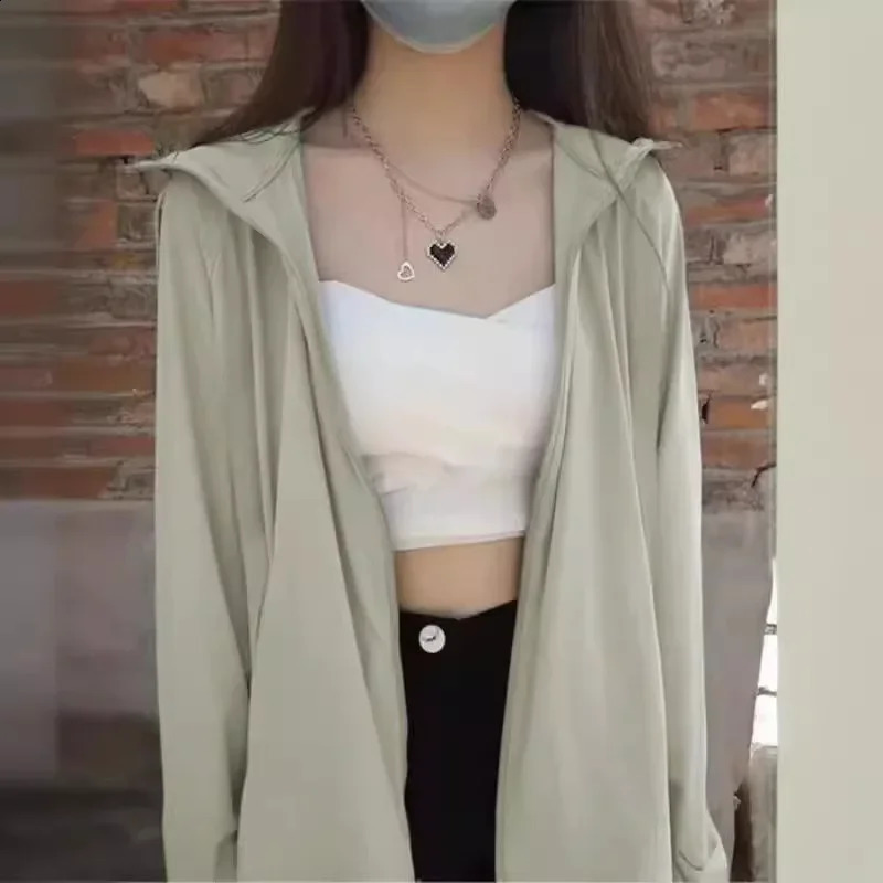 Womens Summer 2023 LooseFit Casual Ice Silk Thin SunProtective Cardigan Top Jacket Lightweight Breathable 250808