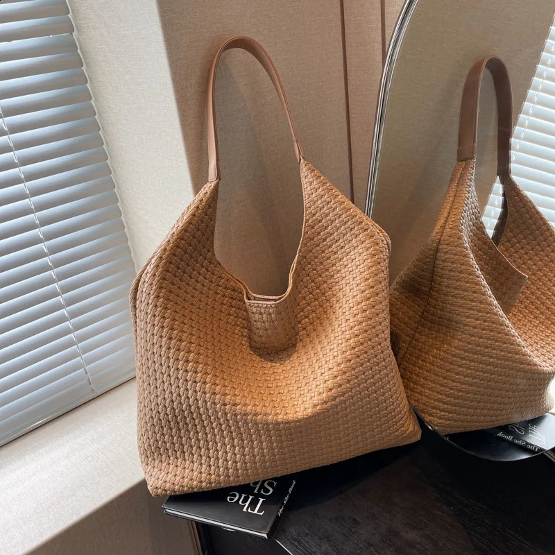 Sacs fourre-tout tissés pour femmes sacs à main en cuir végétalien - Fashion Summer Beach Tote Sacs - Grand voyage 250815