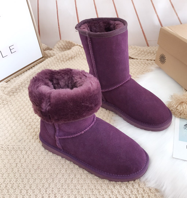 Créateur de mode authentique bottes de neige de style classique pour femmes bottes de coton en cuir-split avec des enfants taille EU20-45