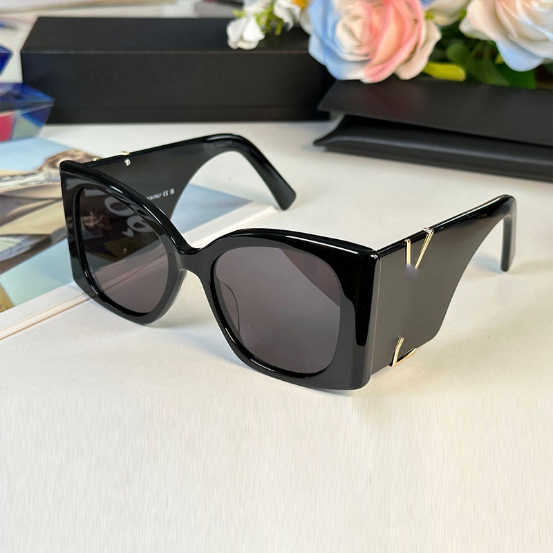 oversize cat eye sunglasses for women SL M119 blaze Fashion designer womens cat eye frame personalized mirror legs With metal logo