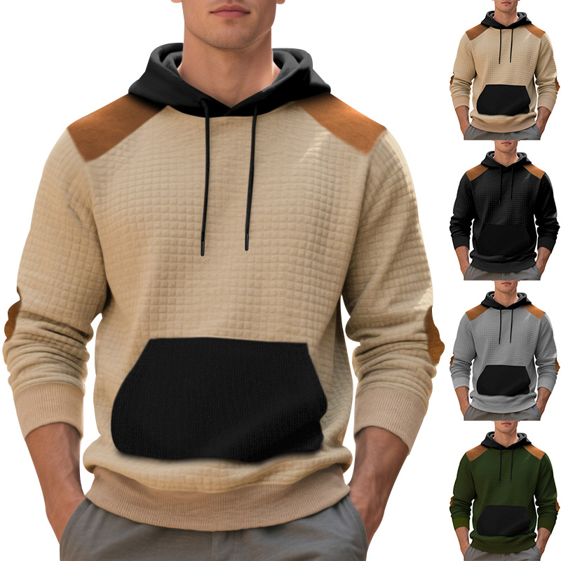 Sweat à capuche de créateur Bloc de couleur pour hommes Jacquard Sweat à capuche avec de grandes poches de taille européenne S-3XL