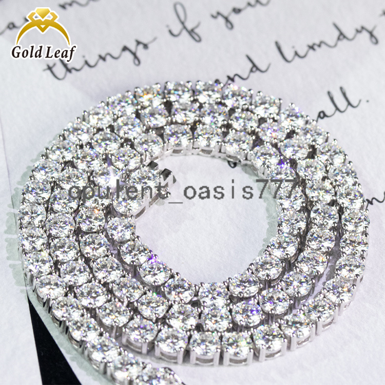Trendy Hiphop Tennis Chain Bracelet 925 Silver Gold Plated 3/4/5mm moissanite moissanite moissanite White Gold Tennis Link Diamond