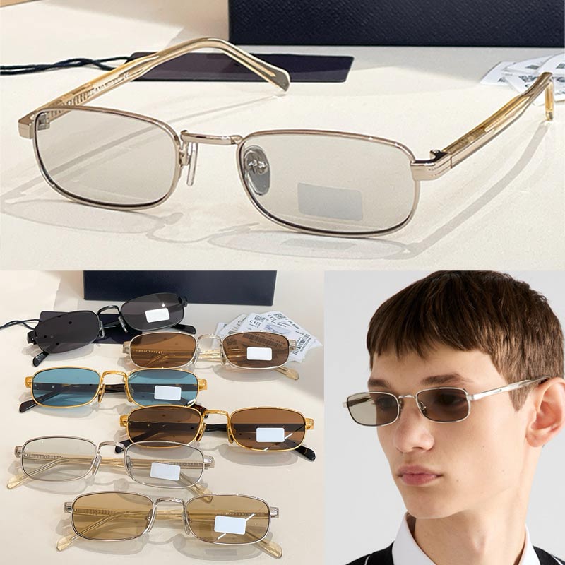 Designer des lunettes de soleil rectangulaires en métal pour femmes SPRB54 Lunettes de soleil pour femmes Silver Metal Cadre Polarisé Protection