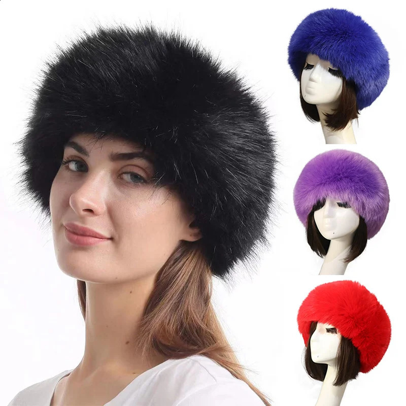 2024 Womens Winter Artificial Fur Russian Ushanka Hat Thick Warm Blaclava Caps Earflap Faux Fox Beanies For Ladies Outdoor Hats250812