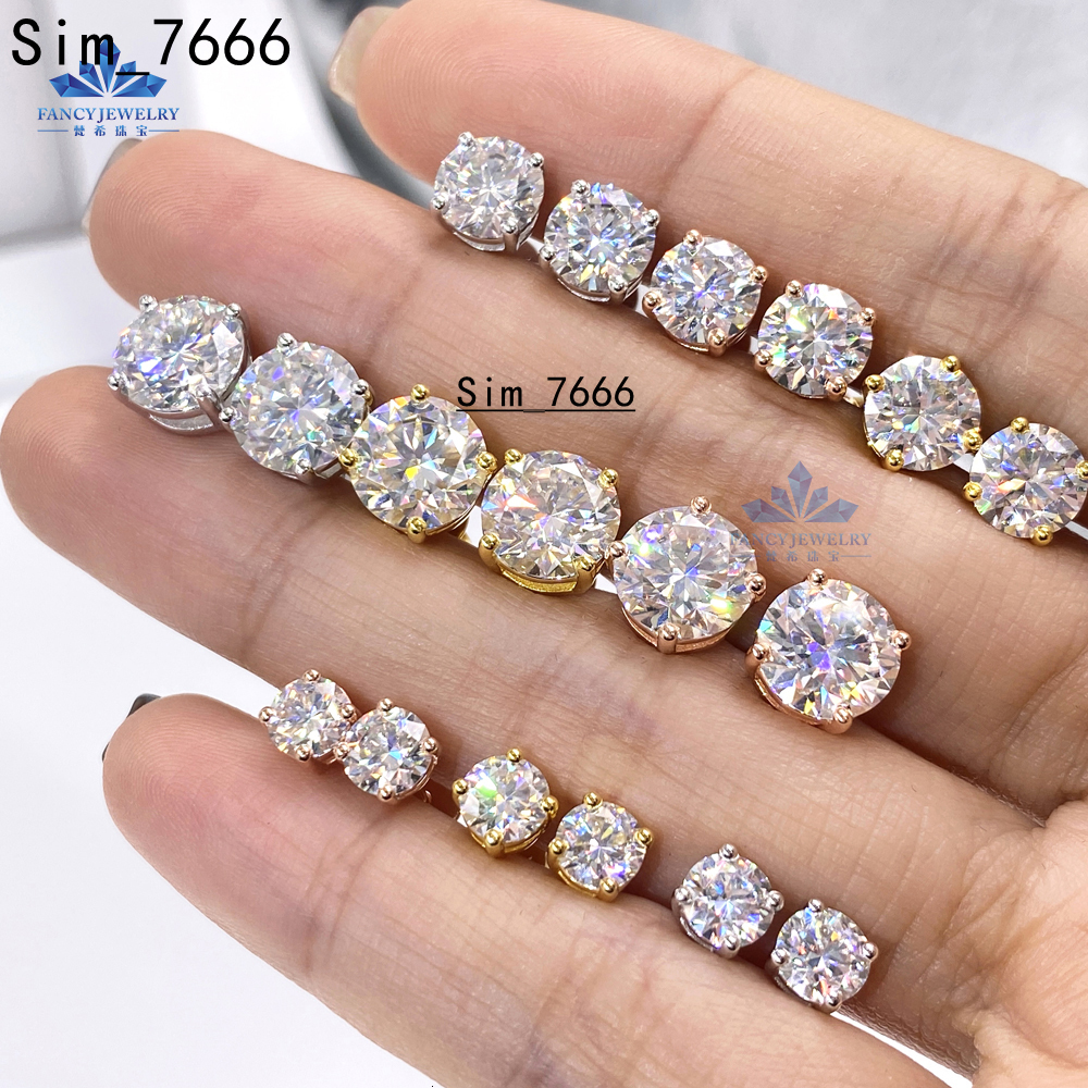 2025 Most Best Selling 1ct D Color Moissanite Stud Earrings 925 Sterling Silver with Gold Plating for Women and Men