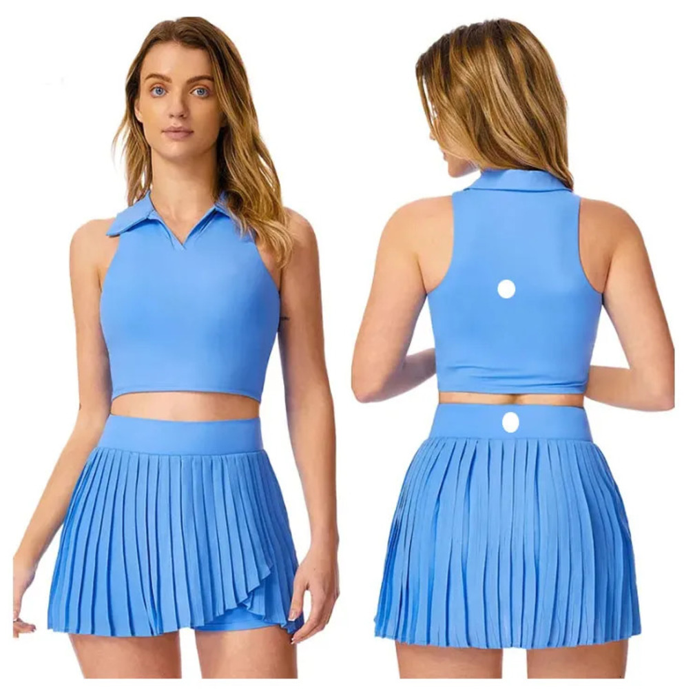 Femmes Yoga Set Tenns Skrts Yoga plissé Skrt Gym Vêtements Runnng Fess Pantalons de golf Sports Back Faste Pocket Zpper Jump Skrt No Awrisk Close