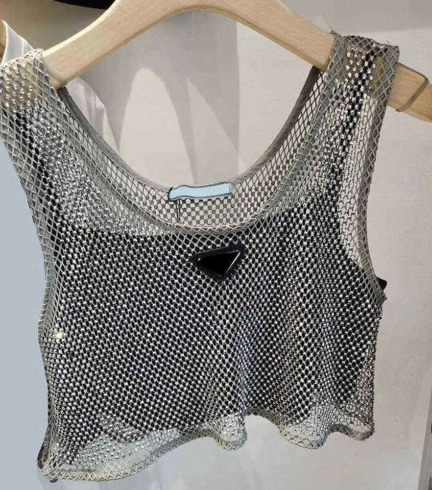 2025 Triangle Badge Diamond Tank Tops Womens Sling 2 Pcs Set Camis for Women Sexy Sleeves Summer Vest PHQX